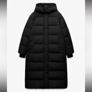 Zara Long Black Puffer Jacket